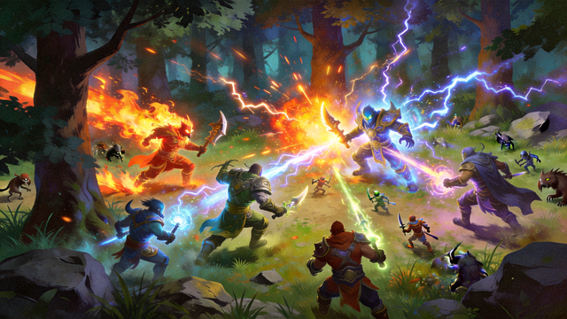 DOTA2比赛团战瞬间，双方英雄在野区激烈交战